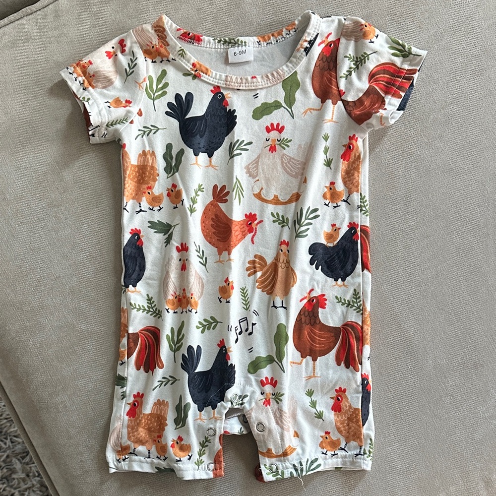 ⭐️5/$25⭐️ Colorful Chicken Print Baby Romper